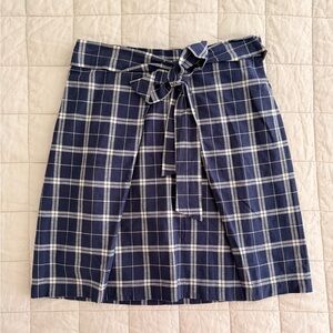 Madewell - Size Small - Navy Plaid Mini Skirt with Bow
